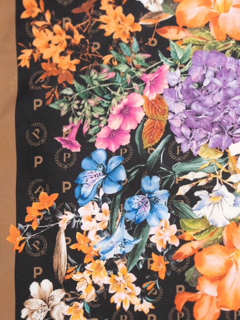 FLOWERS TWILL Écharpe imprimée fleurs noires - Écharpes