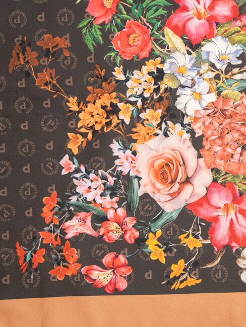 FLOWERS TWILL Écharpe imprimée fleurs brunes - Écharpes