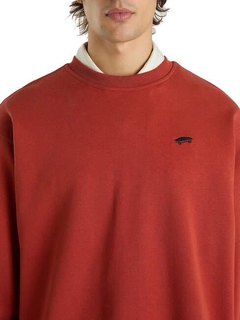 SALTON Sweat-shirt ras du cou en coton ocre rouge - Pulls molletonn&eacute;s