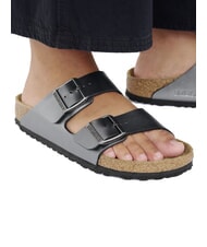 BIRKENSTOCK ARIZONA Sandale pantoufle métallique noir - Chaussures Femme - 8