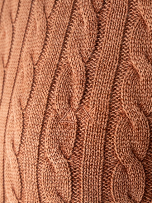 VINTAGE Pull ras du cou en maille torsad&eacute;e cacao - Pulls pour hommes