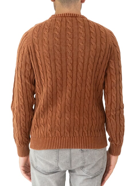 VINTAGE Pull ras du cou en maille torsad&eacute;e cacao - Pulls pour hommes