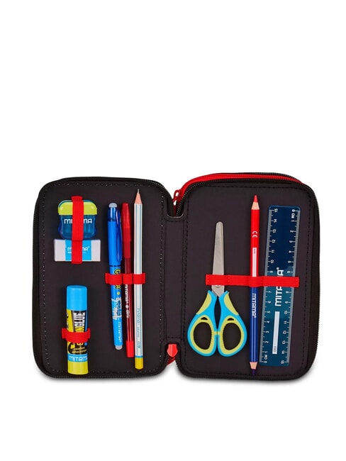 KICK AND SCORE Trousse à crayons 3 zips avec trousse scolaire Noir - Étuis et Accessoires