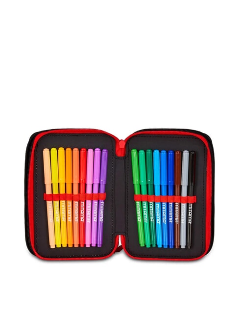 KICK AND SCORE Trousse à crayons 3 zips avec trousse scolaire Noir - Étuis et Accessoires