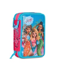 MERMAID M. FEVER Trousse à crayons 3 zips avec trousse scolaire Fluo turquoise - Étuis et Accessoires - 6