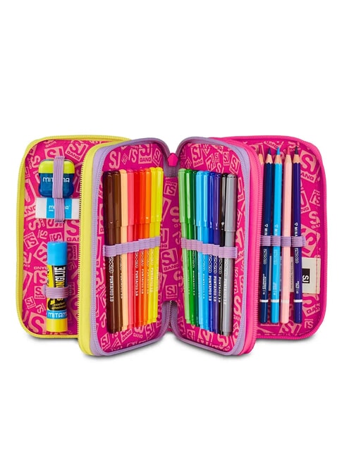 FABLE JOURNEY Trousse à crayons 3 zips avec trousse scolaire violet - Étuis et Accessoires