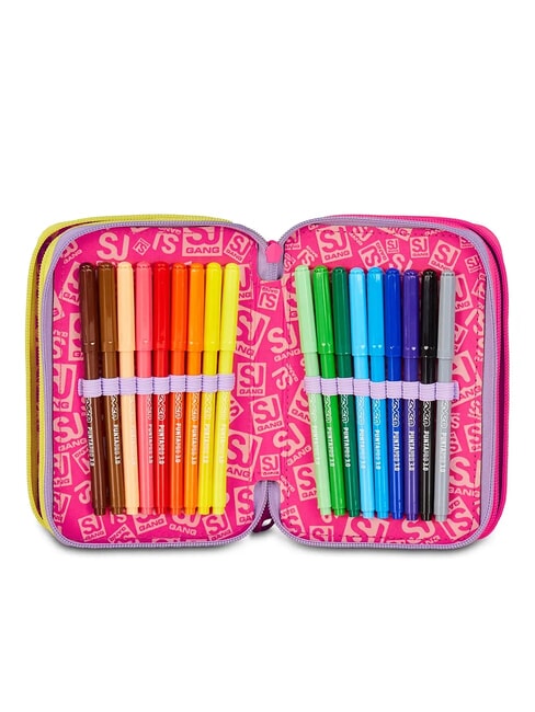 FABLE JOURNEY Trousse à crayons 3 zips avec trousse scolaire violet - Étuis et Accessoires