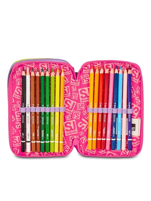 FABLE JOURNEY Trousse à crayons 3 zips avec trousse scolaire violet - Étuis et Accessoires