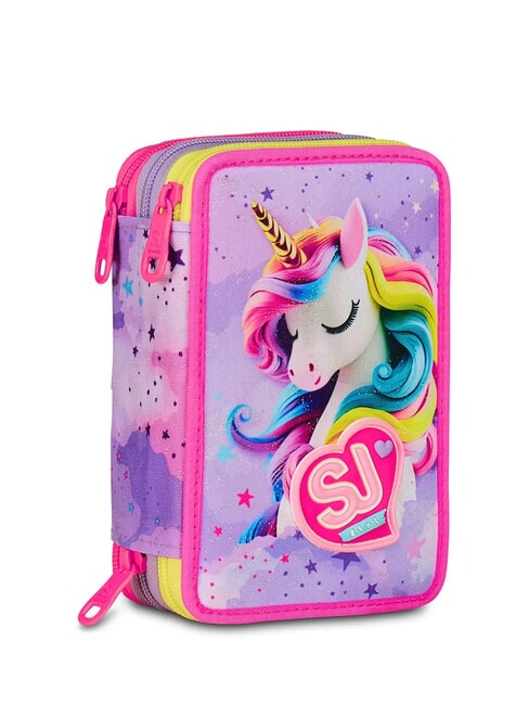 FABLE JOURNEY Trousse à crayons 3 zips avec trousse scolaire violet - Étuis et Accessoires