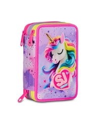 SJGANG FABLE JOURNEY Trousse à crayons 3 zips avec trousse scolaire violet - Étuis et Accessoires - 6