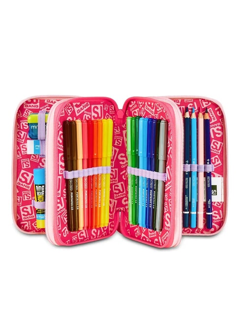 CAT&AIR Trousse &agrave; crayons 3 zips avec trousse scolaire FOR&Ecirc;T RAY&Eacute;E NOIRE - &Eacute;tuis et Accessoires