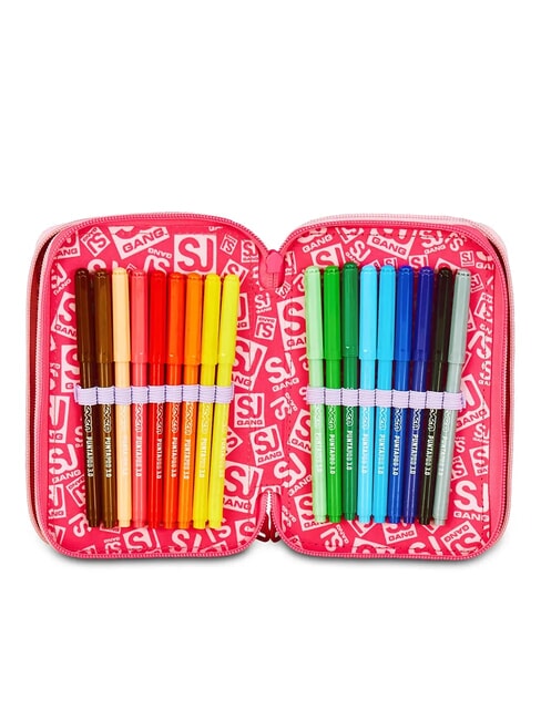 CAT&AIR Trousse &agrave; crayons 3 zips avec trousse scolaire FOR&Ecirc;T RAY&Eacute;E NOIRE - &Eacute;tuis et Accessoires