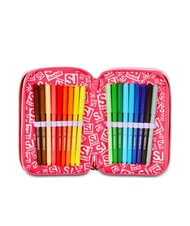 SJGANG CAT&AIR Trousse &agrave; crayons 3 zips avec trousse scolaire FOR&Ecirc;T RAY&Eacute;E NOIRE - &Eacute;tuis et Accessoires - 3