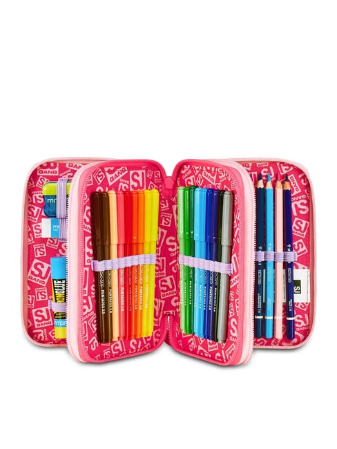 CAT LED Trousse &agrave; crayons 3 zips avec trousse scolaire fuxiafluo - &Eacute;tuis et Accessoires