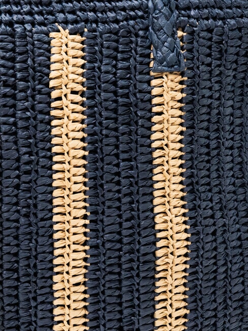 RAFIA Sac de plage en raphia bleu marine/blanc crème - Sacs pour Femme