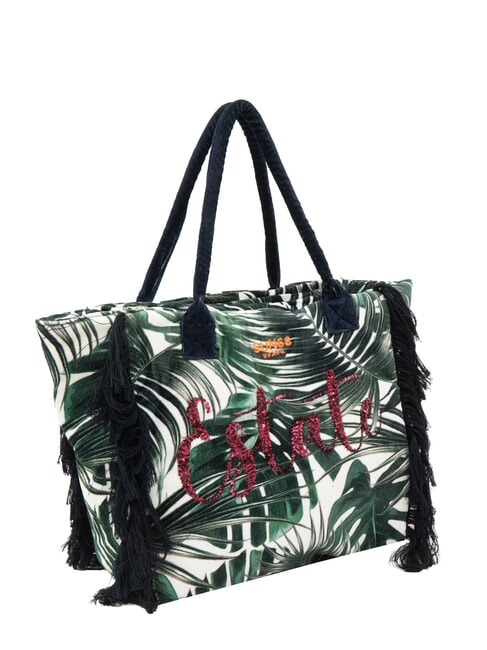 FANCY SPONGE ALLOVER Sac de plage en toile à bandoulière Vert anglais/blanc crème - Sacs pour Femme