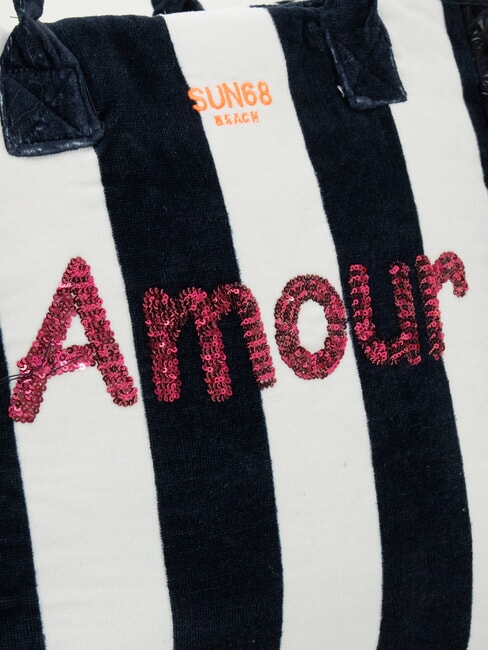 FANCY SPONGE ALLOVER Sac de plage en toile à bandoulière bleu marine/blanc crème - Sacs pour Femme