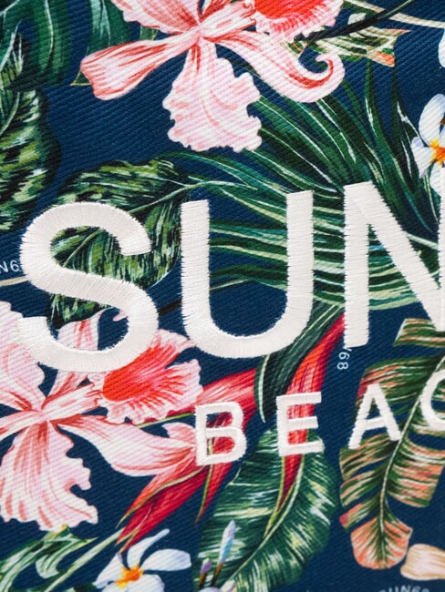 LOGO BEACH Sac de plage en toile bleu marine/fuchsia - Sacs pour Femme