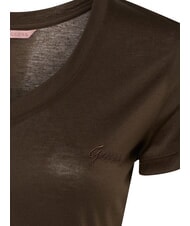 GUESS VN SS LIGHT BASIC T-shirt doux col V expresso brun - T-shirt - 3