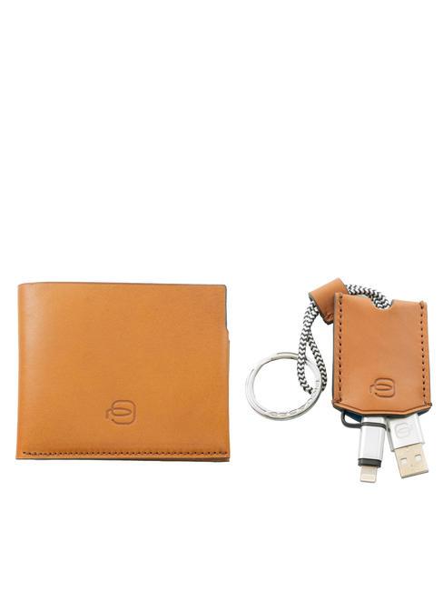 CAMPIONARIO - BAGMOTIC KIT Portefeuille en cuir + porte-cl&eacute;s avec USB Cuir / Bleu - Portefeuilles Homme