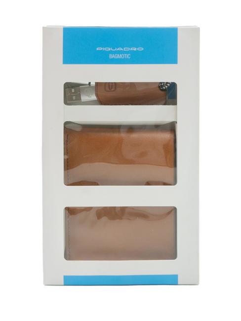 CAMPIONARIO - BAGMOTIC KIT Portefeuille en cuir + porte-cl&eacute;s avec USB Cuir / Bleu - Portefeuilles Homme