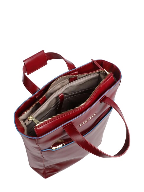 CAMPIONARIO - BLUE SQUARE Mallette verticale en cuir pour ordinateur portable 14 pouces ROUGE - Porte Documents Travail