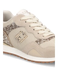 LIUJO MAXI WONDER LOW 02 Baskets &agrave; paillettes et mesh corde/or clair - Chaussures Femme - 6