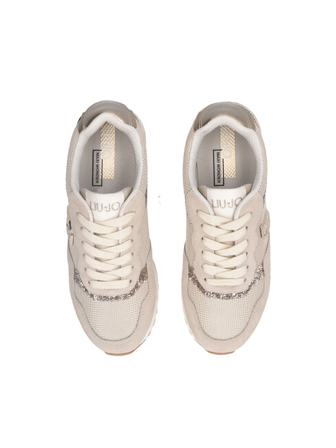 MAXI WONDER LOW 02 Baskets à paillettes et mesh corde/or clair - Chaussures Femme