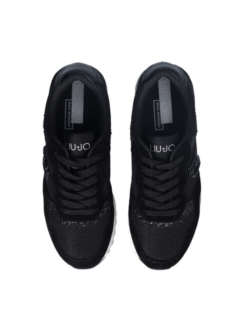 MAXI WONDER LOW 02 Baskets à paillettes et mesh noir - Chaussures Femme