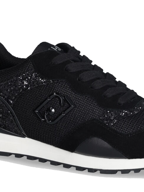 MAXI WONDER LOW 02 Baskets à paillettes et mesh noir - Chaussures Femme