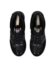 LIUJO MAXI WONDER 91 Baskets à plateforme avec empiècements en cuir verni noir - Chaussures Femme - 4