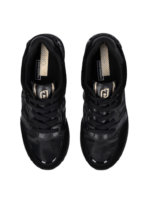 MAXI WONDER 91 Baskets à plateforme avec empiècements en cuir verni noir - Chaussures Femme