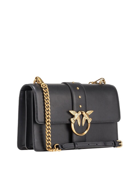 LOVE ONE CLASSIC Sac bandoulière en cuir avec rabat noir-or antique - Sacs pour Femme