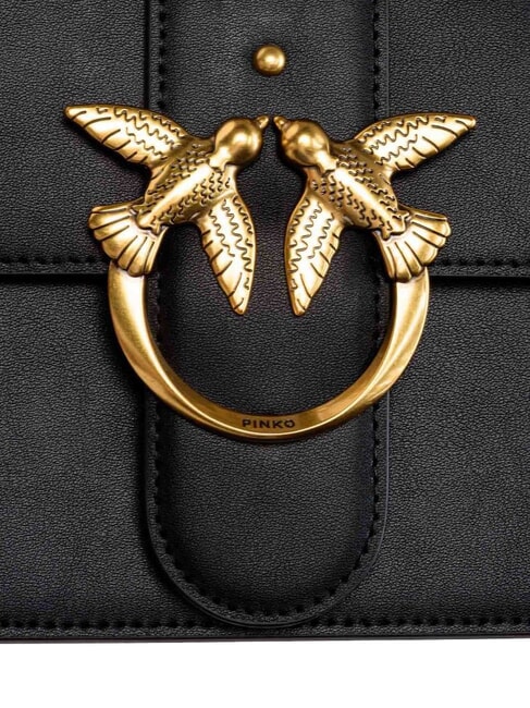 LOVE ONE CLASSIC Sac bandoulière en cuir avec rabat noir-or antique - Sacs pour Femme