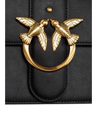 PINKO LOVE ONE CLASSIC Sac bandoulière en cuir avec rabat noir-or antique - Sacs pour Femme - 4