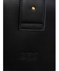 PINKO LOVE ONE CLASSIC Sac bandoulière en cuir avec rabat noir-or antique - Sacs pour Femme - 5