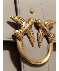 PINKO LOVE ONE CLASSIC Sac bandouli&egrave;re en cuir avec rabat noyer-or antique - Sacs pour Femme - 3