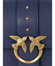 PINKO LOVE ONE CLASSIC Sac bandouli&egrave;re en cuir avec rabat bleu indigo ombrag&eacute;-antique - Sacs pour Femme - 3