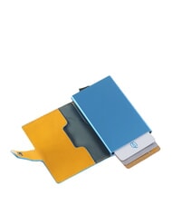 PIQUADRO BLUE SQUARE Porte-cartes de cr&eacute;dit en cuir et m&eacute;tal jaune - Portefeuilles Homme - 2