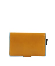 PIQUADRO BLUE SQUARE Porte-cartes de cr&eacute;dit en cuir et m&eacute;tal jaune - Portefeuilles Homme - 3
