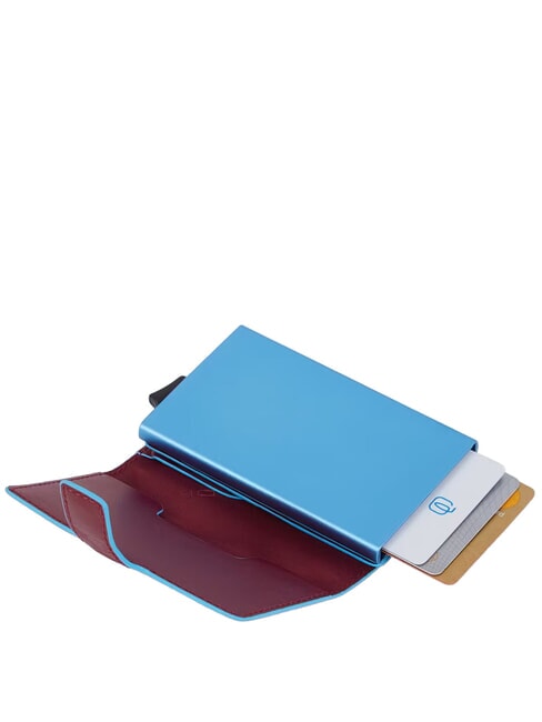 BLUE SQUARE Porte-cartes de cr&eacute;dit en cuir et m&eacute;tal ROUGE - Portefeuilles Homme