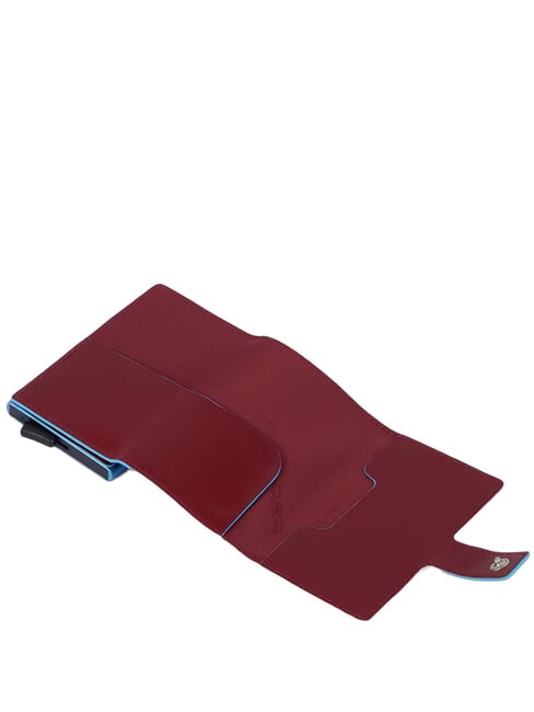 BLUE SQUARE Porte-cartes de cr&eacute;dit en cuir et m&eacute;tal ROUGE - Portefeuilles Homme