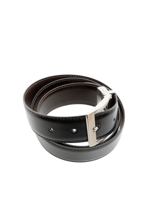 CASUAL Ceinture en cuir double face noir lisse/brun foncé lisse - Ceintures