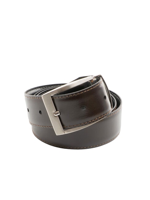 CASUAL Ceinture en cuir double face noir lisse/brun foncé lisse - Ceintures