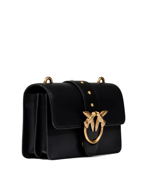 LOVE ONE CLASSIC Mini sac &agrave; bandouli&egrave;re en cuir noir-or antique - Sacs pour Femme