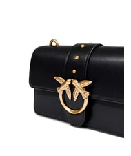 PINKO LOVE ONE CLASSIC Mini sac &agrave; bandouli&egrave;re en cuir noir-or antique - Sacs pour Femme - 3
