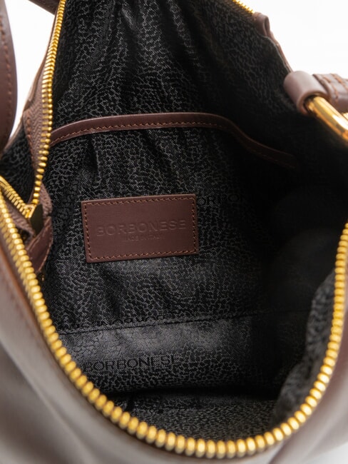 BRIDLE MEDIUM HOBO Sac Hobo moyen en cuir nappa châtaigne/champignon - Sacs pour Femme