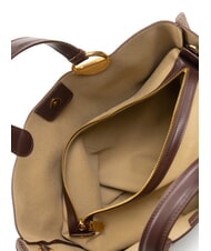 BORBONESE BRIDLE MEDIUM SHOPPER Sac à main moyen en cuir nappa châtaigne/champignon - Sacs pour Femme - 5
