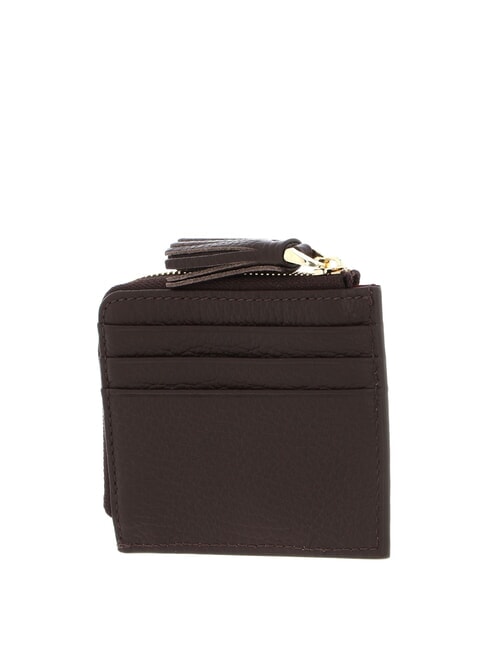 TASSEL Porte-cartes zippé en cuir martelé brunette - Portefeuilles Femme