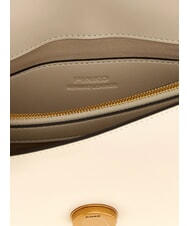 PINKO LOVE ONE CLASSIC Mini sac à bandoulière en cuir blanc de soie-or antique - Sacs pour Femme - 3